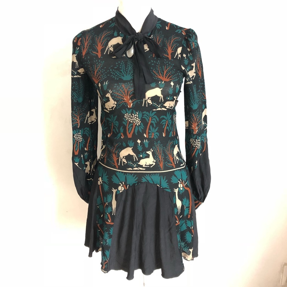 RARE Anna Sui | deer print dress - Picture 2 of 8